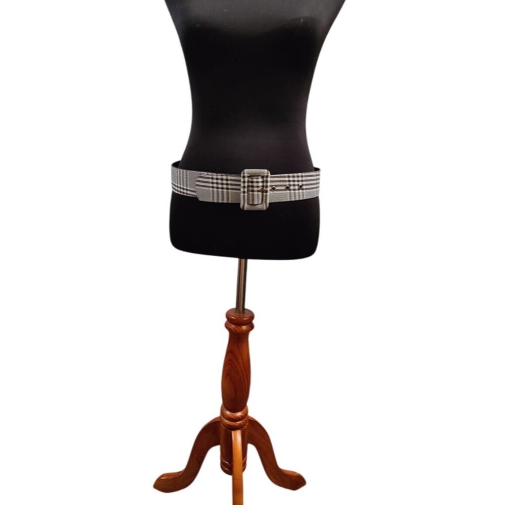Women's Black/ White Plaid Belt